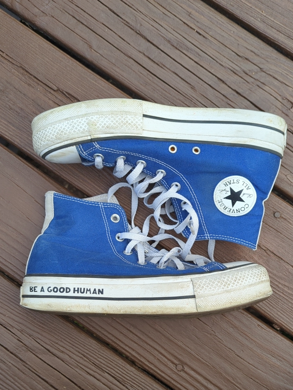 Custom Converse High Tops Blue and White